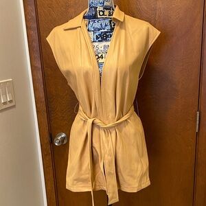 Marc New York Tan Sleeveless Belted Vest size small , NWT